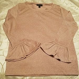 J.Crew Rose Gold glitter bell sleeve top - Size S